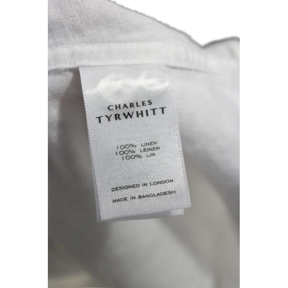 Charles Tyrwhitt Mens Collared Button Down Long Sleeve White Size Medium